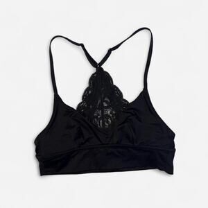 Black Aerie lace silky everyday bralette with adjustable straps - size XS